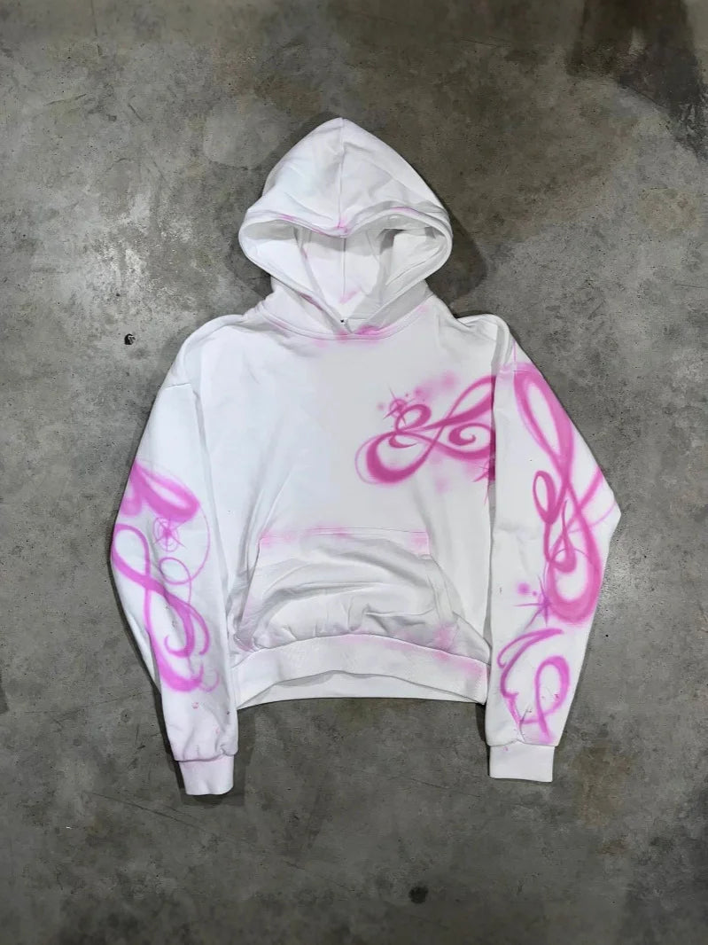 Women’s Hip Hop Letter Print Zip‑Up Hoodie