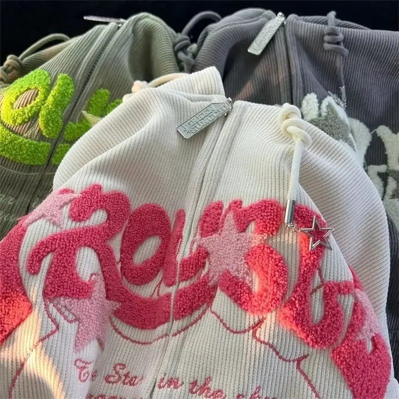 Women’s Casual Patchwork Embroidered Zip‑Up Pullover