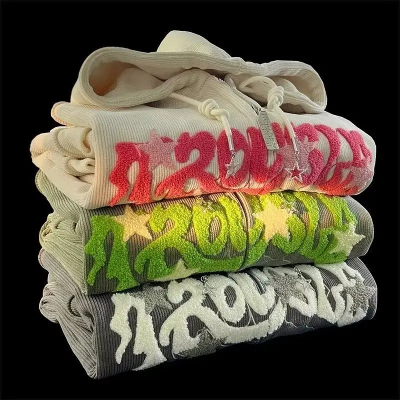 Women’s Casual Patchwork Embroidered Zip‑Up Pullover