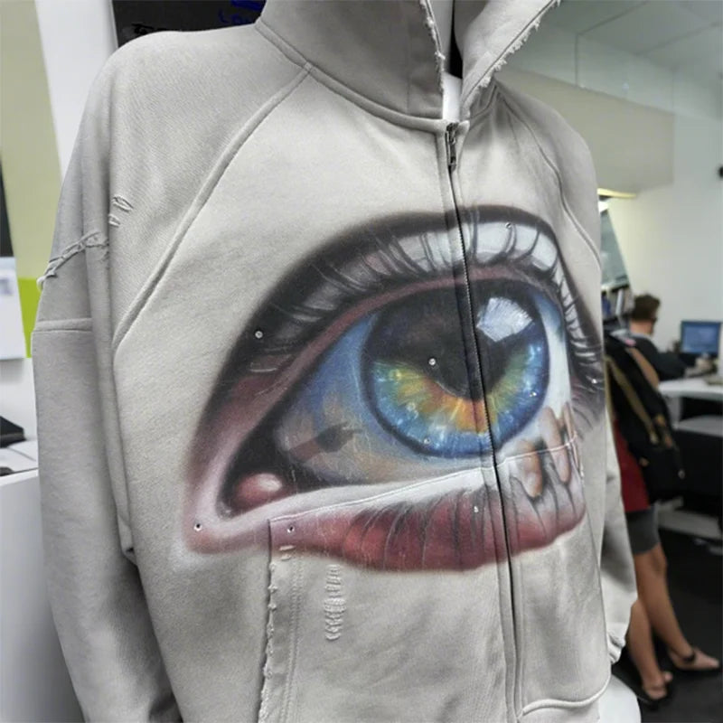 Men’s Casual Printed Zip‑Up Hoodie