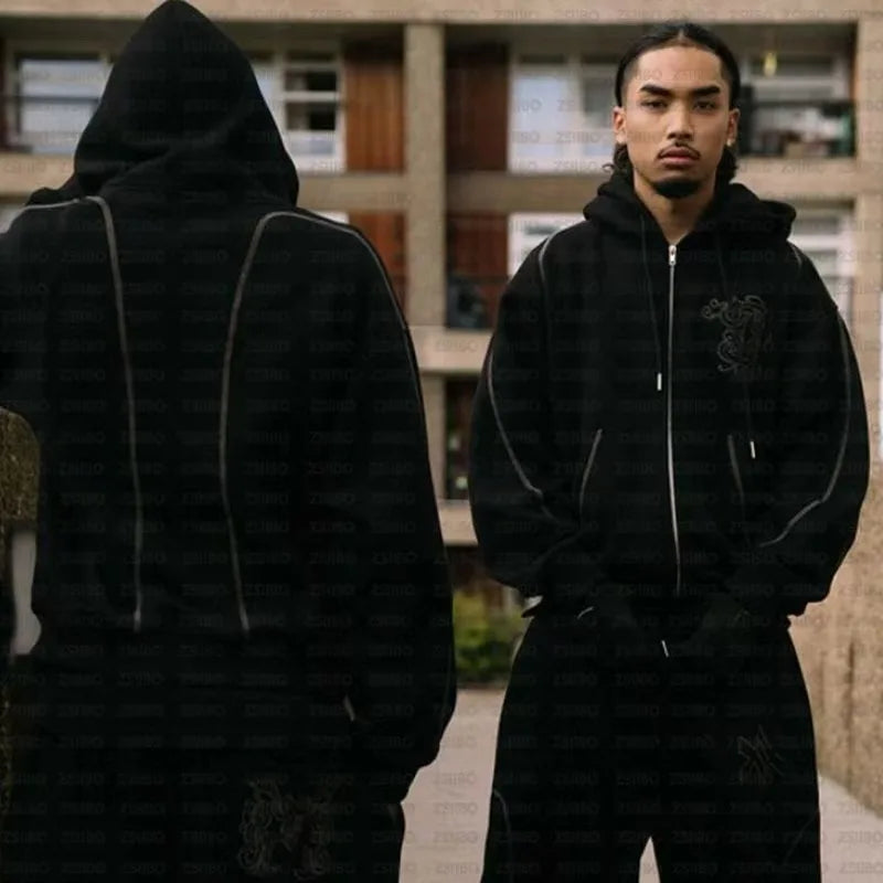 Men’s Hip Hop Abstract Hoodie Co‑ords