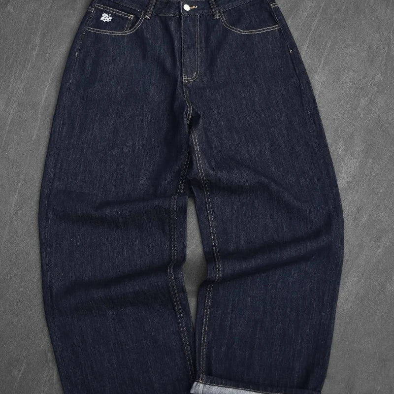 Men’s Casual Cartoon Embroidered Loose Jeans