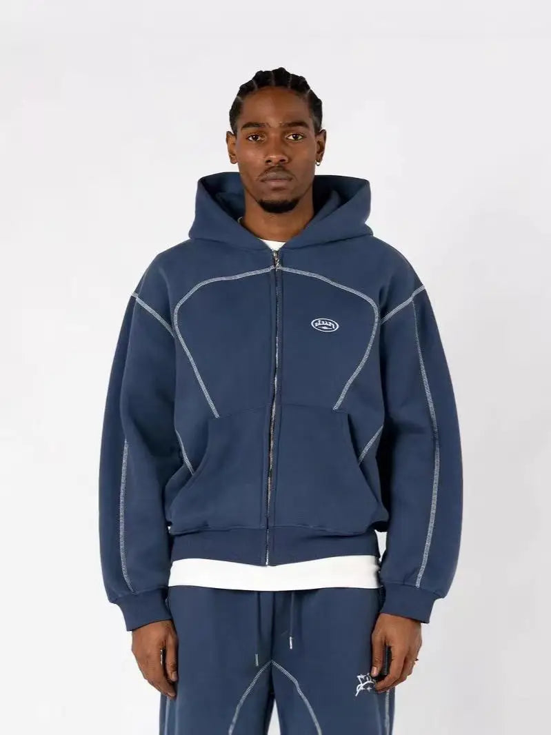 Men’s Hip Hop Hoodie & Co‑ords – Cotton/Polyester, Zipper, Full Sleeve, Print Design