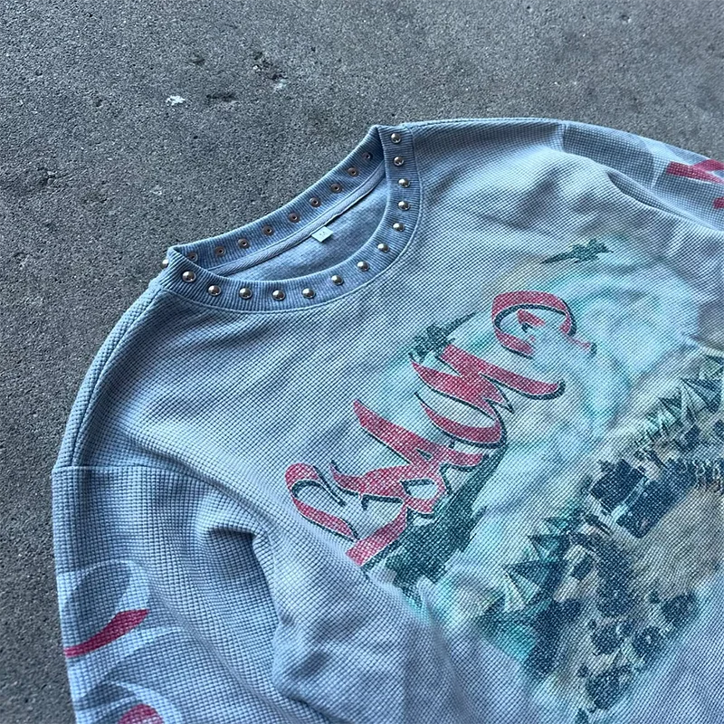 Oversized Printed Rhinestone Tops