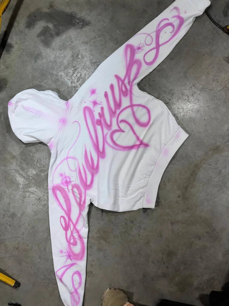 Women’s Hip Hop Letter Print Zip‑Up Hoodie