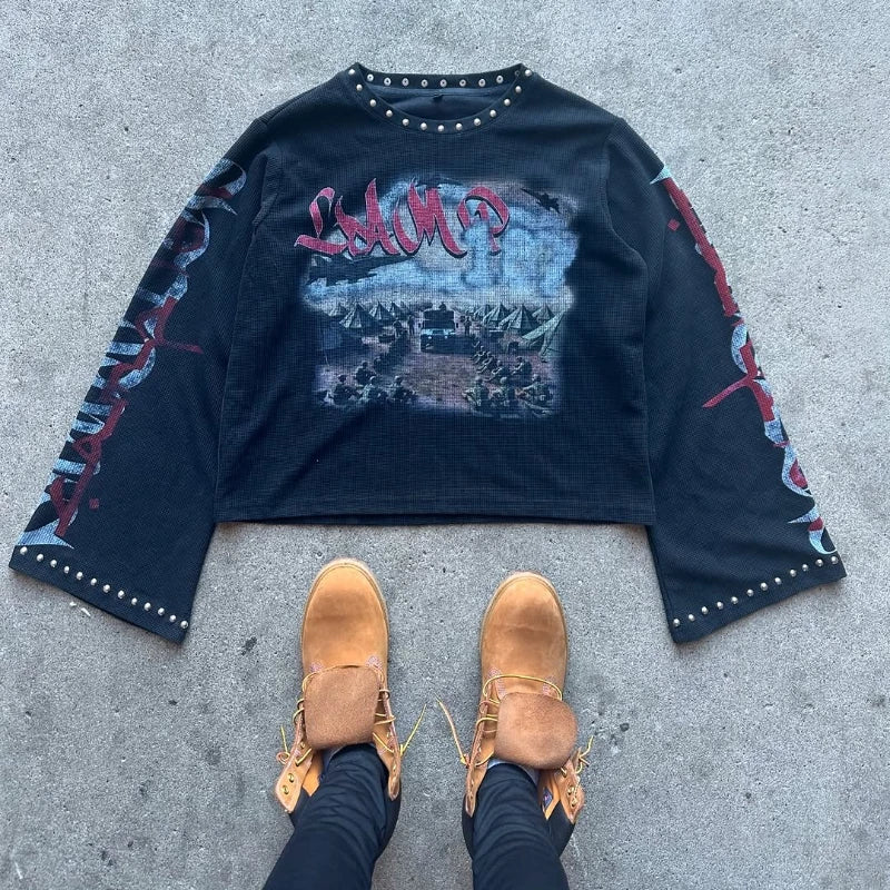 Oversized Printed Rhinestone Tops