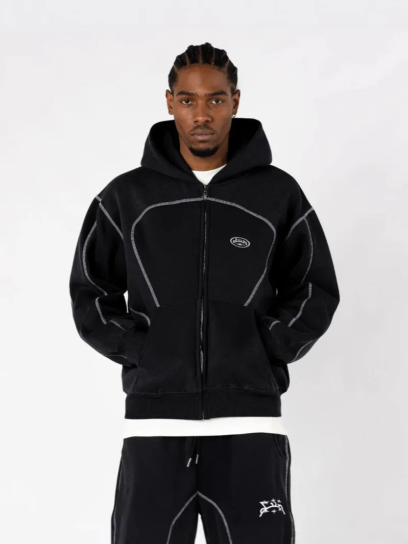 Men’s Hip Hop Hoodie & Co‑ords – Cotton/Polyester, Zipper, Full Sleeve, Print Design