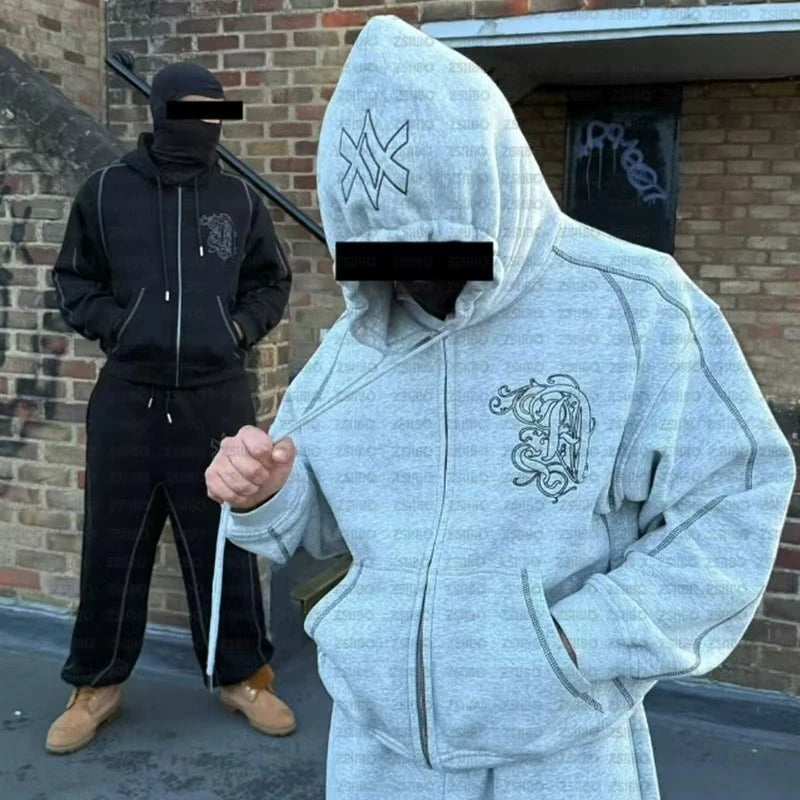 Men’s Hip Hop Abstract Hoodie Co‑ords